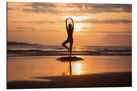 Magnettafel Yogapose an einem Ruhigen Strand II