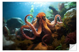 Selvklebende plakat An Octopus at the Bottom of an Ocean