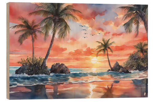 Tableau en bois Island Sunset