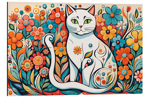 Aluminium print Cat In The Flowers