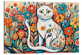 Aluminium print Cat In The Flowers