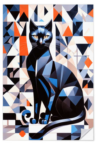 Selvklæbende plakat Low Poly Cat