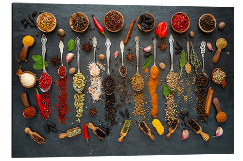 Aluminium print Exotic spices from all over the world