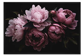 Gerahmter Kunstdruck Opulente Blumen in Pastellrosa