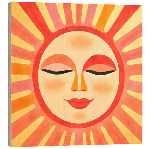 Puutaulu Whimsical Sun Face