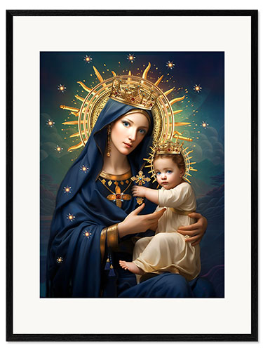 Ingelijste kunstdruk Virgin Mary with Baby Jesus II