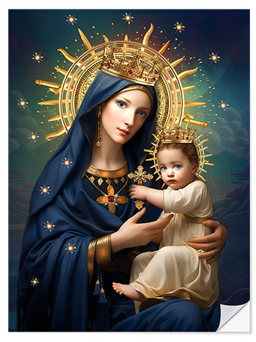 Selvklebende plakat Virgin Mary with Baby Jesus II