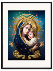 Gerahmter Kunstdruck Jungfrau Maria mit Jesuskind I