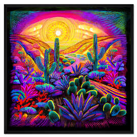 Gerahmter Kunstdruck Wüstensonnenuntergang