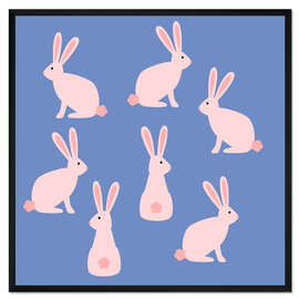 Gerahmter Kunstdruck Sieben Hasen