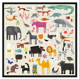 Gerahmter Kunstdruck Sammlung schöner Tiere