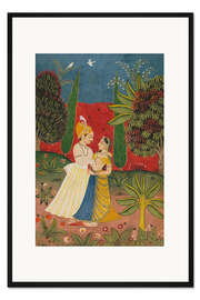 Gerahmter Kunstdruck Ein sich umarmendes Paar auf einer Lichtung