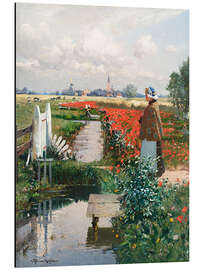 Magnettafel Mohnfeld mit Mädchen am Kanal, Heinrich Petersen-Angeln