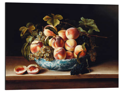 Aluminium print Peaches and Grapes in a Porcelain Bowl, Louise Moillon