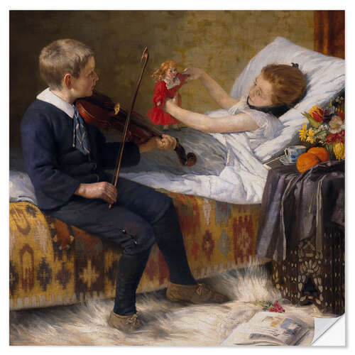 Adesivo murale The Serenade at the Sickbed, August Frind, 1896