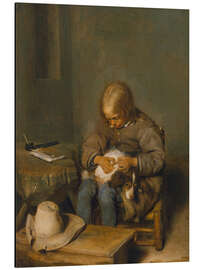 Print på aluminium A Child Picks Fleas Off his Dog, Gerard ter Borch