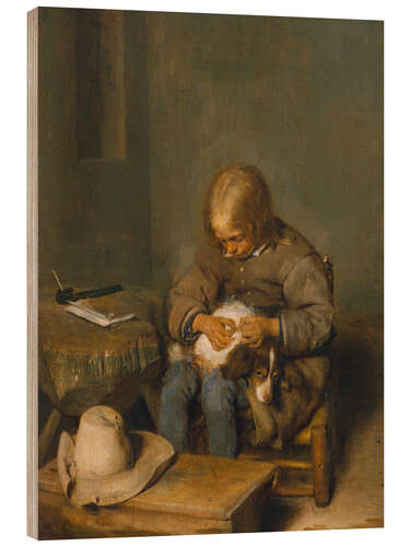 Holzbild Ein Knabe entfloht seinen Hund, Gerard ter Borch