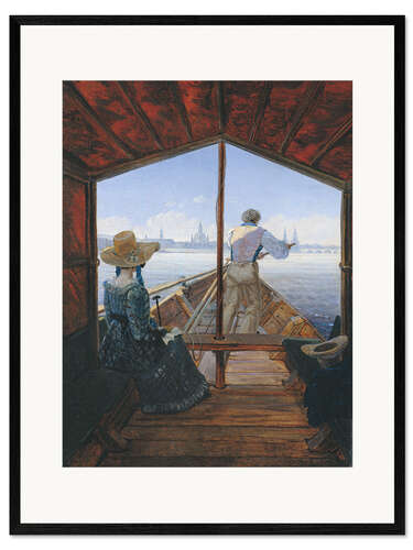 Impression artistique encadrée The boat trip on the Elbe near Dresden, 1827