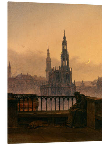 Acrylic print View of Dresden with crescent moon