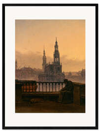 Kehystetty taidepainatus View of Dresden with crescent moon