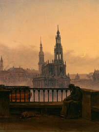 Magnettafel Blick auf Dresden mit Mondsichel