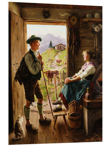 Foam board print Tyrolean Couple, Karl Emil Rau