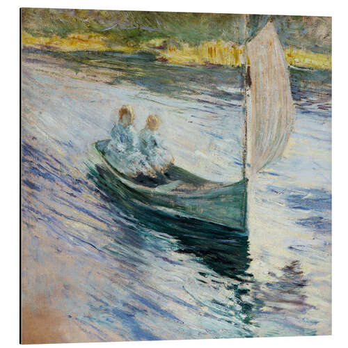 Tableau en aluminium Two children in a sailboat