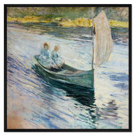 Gerahmter Kunstdruck Zwei Kinder in einem Segelboot