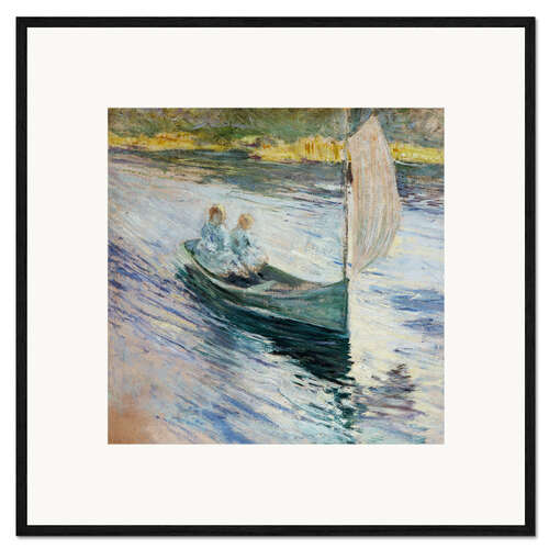 Plakat artystyczny premium w ramie Two children in a sailboat