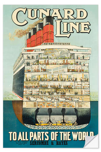 Sticker mural Cunard Line, to All Parts of the World