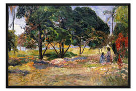 Gerahmter Kunstdruck Landschaft mit drei Bäumen