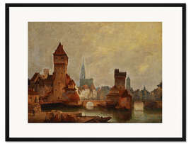 Gerahmter Kunstdruck Historische Ansicht von Straßburg, 1846