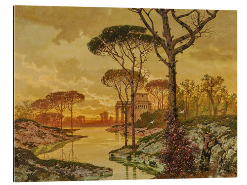 Cuadro de plexi-alu Evening River Landscape with an Antique Villa, Ferdinand Knab