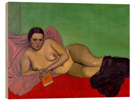 Wood print Naked Woman with a Book