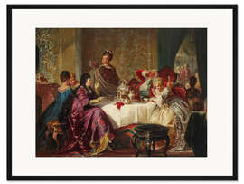 Gerahmter Kunstdruck Münchhausen, im Damenkreis seine Schwänke erzählend, Max Gaisser