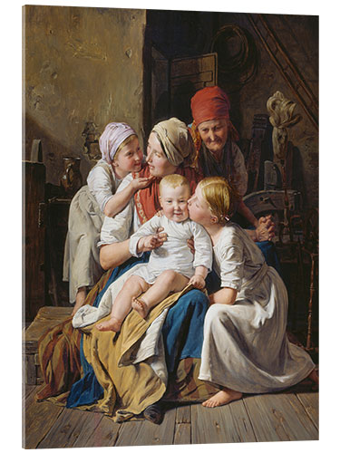 Akrylglastavla Grandmother's Joys, Ferdinand Georg Waldmüller