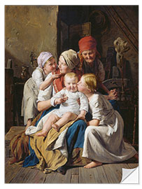 Selvklebende plakat Grandmother's Joys, Ferdinand Georg Waldmüller