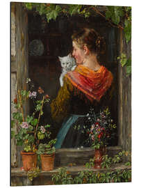 Magnettafel Junge Frau mit Katze, Johann Sperl