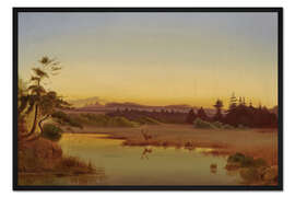 Gerahmter Kunstdruck Moorlandschaft in der Abenddämmerung