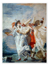 Poster Verliebte Pulcinella, Giovanni Domenico Tiepolo, 1793