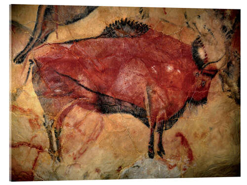 Akrylbilde Bison, Rock Carving in the Cave of Altamira, 35,000 to 11,000 BC.