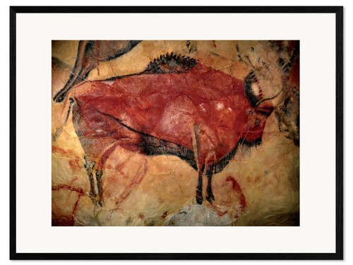 Stampa artistica con cornice Bison, Rock Carving in the Cave of Altamira, 35,000 to 11,000 BC.