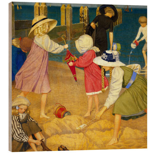 Wood print On the Beach, Southwold, 1911