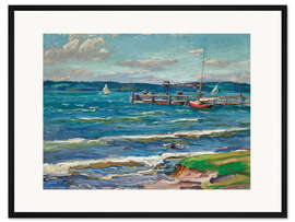 Gerahmter Kunstdruck Dampfersteg, Starnberger See, Hermann Goebel