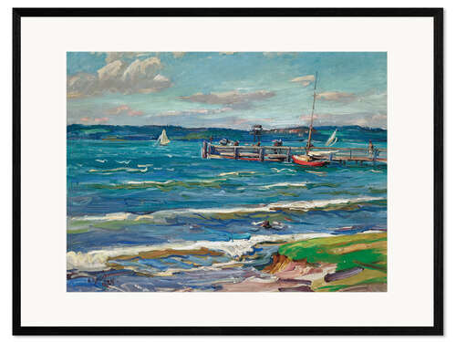 Impressão artística com moldura Steamer jetty, Lake Starnberg, Hermann Goebel