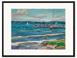 Ingelijste kunstdruk Steamer jetty, Lake Starnberg, Hermann Goebel