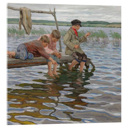 Acrylic print Fishing boys