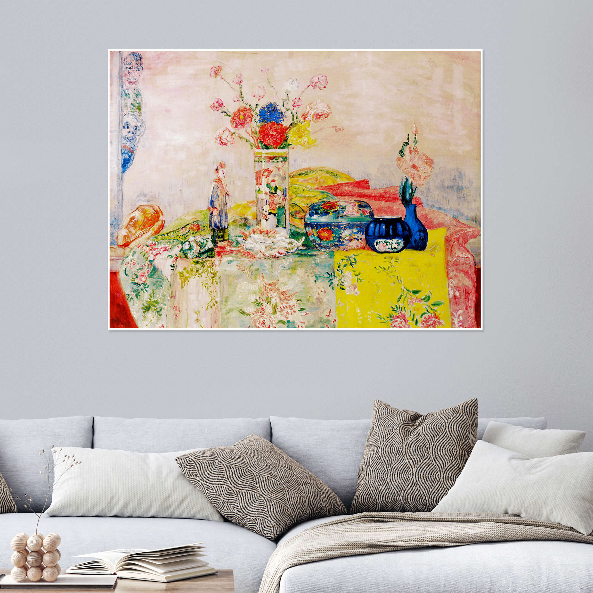 James Ensor,Still Life with chinoiseries,large wall art,framed wall art,canvas high quality wall art,large canvas,M6069