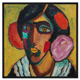 Gerahmter Kunstdruck Frauenkopf mit Blumen im Haar, 1913