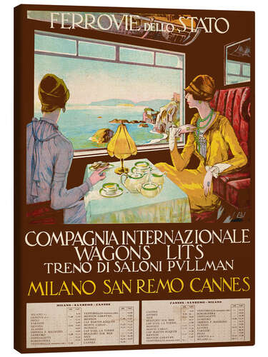 Lerretsbilde Ferrovie Dello Stato, Milano-San Remo-Cannes, 1926